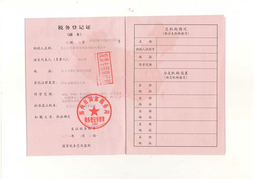 儋州税务登记证